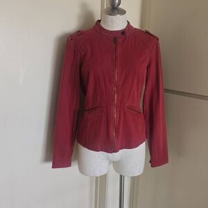 Anthropologie Sanctuary Brick Red Moto/Utility Jkt., Ctn/Spandex, EUC, Sml.
